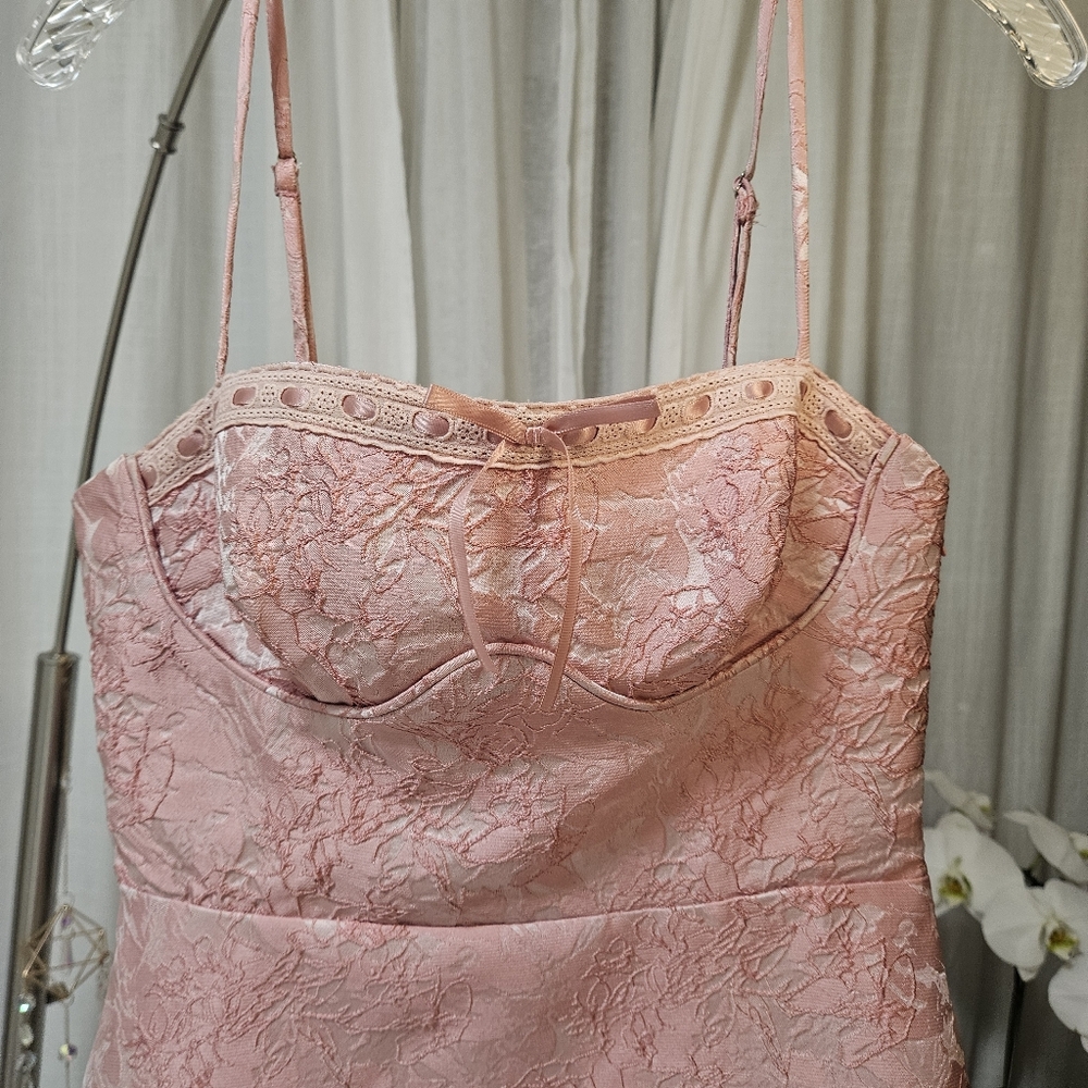 Angel Biba Kyrah Floral Lace-Up Back Mini Dress Pink (Australia) - Size M - Picture 13 of 16